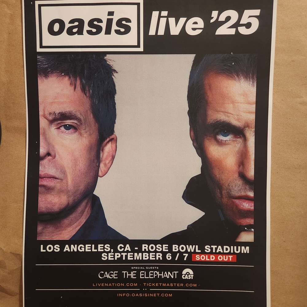 OASIS 2025 TELEPHONE POLE POSTER LOS ANGELES PASADENA ROSE BOWL LIVE '25 TOUR